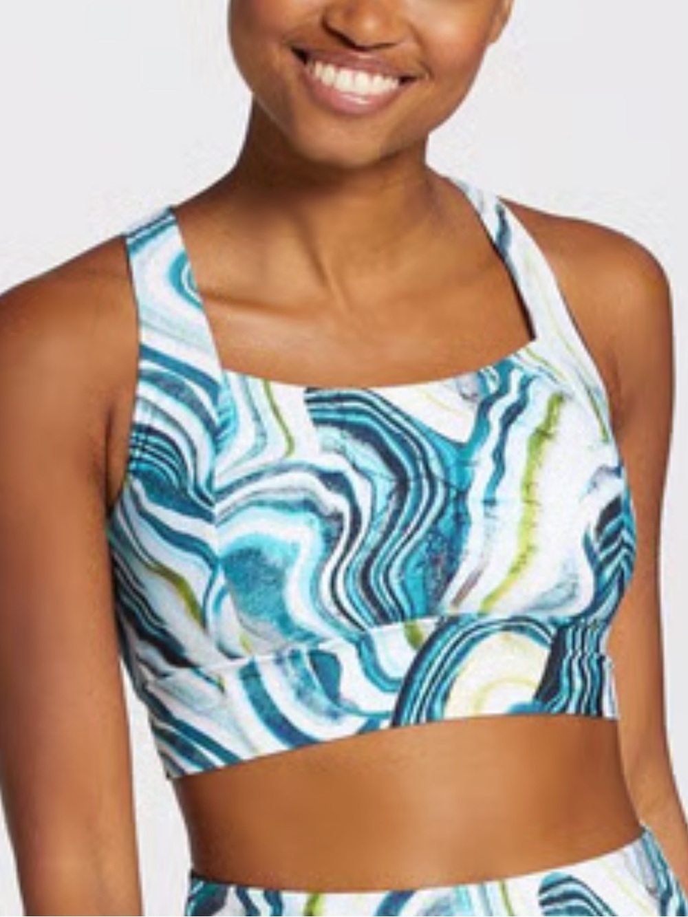 CALIA Women's Square Neck Long Line Bikini Top - Terrain Teal XS